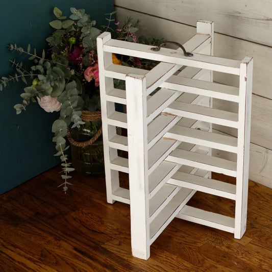 French Vintage Wooden 6 Tier Folding Bakery Pie Pastry Cooling Rack Présentoir à Patisserie Gâteaux en Bois