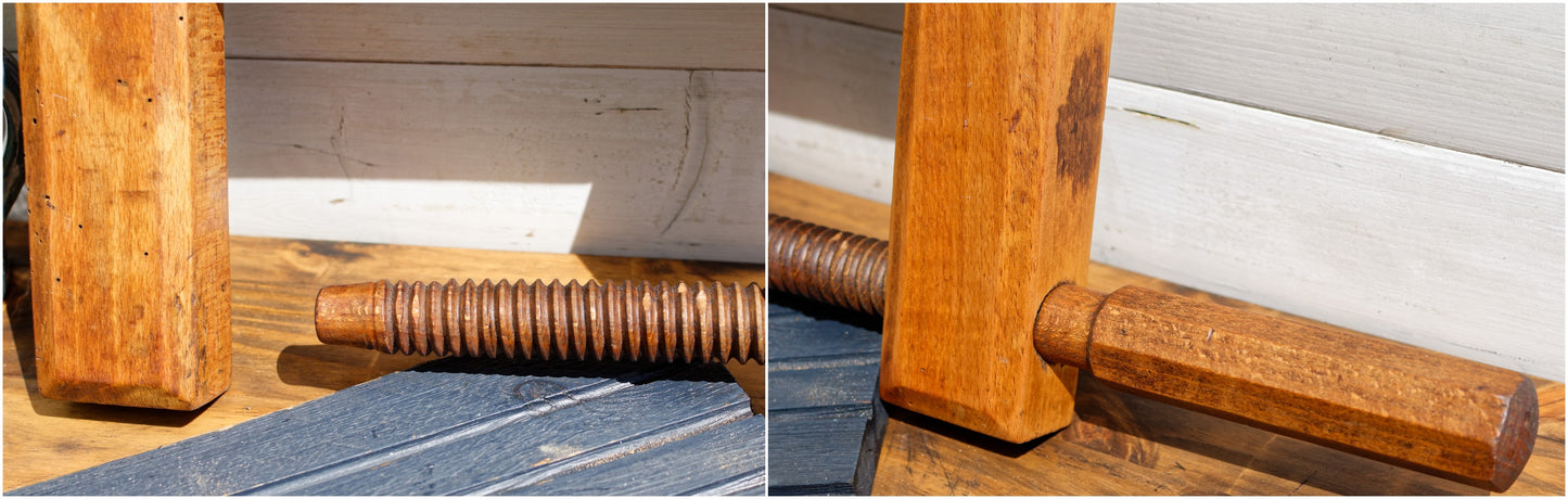 1920s ~ Library C Clamp ~ French Antique Large Wooden Clamp ~ Screw Press ~ Vice ~ Joinery Tool