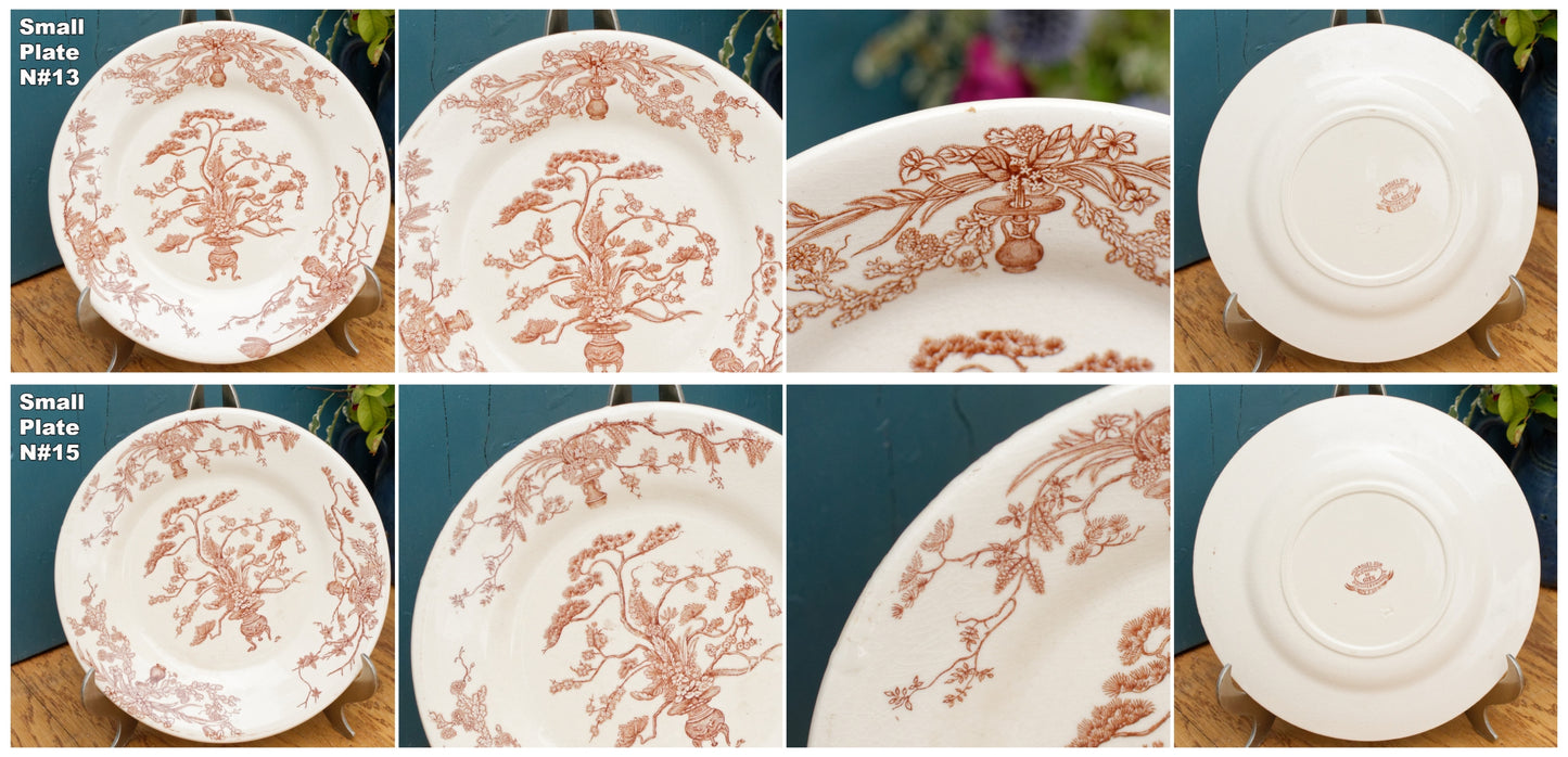 YEDDO Medailles D'Or Faiencerie de GIEN Diplomes D'Honneur French Antique Ironstone Brown Transferware Plate Terre de Fer