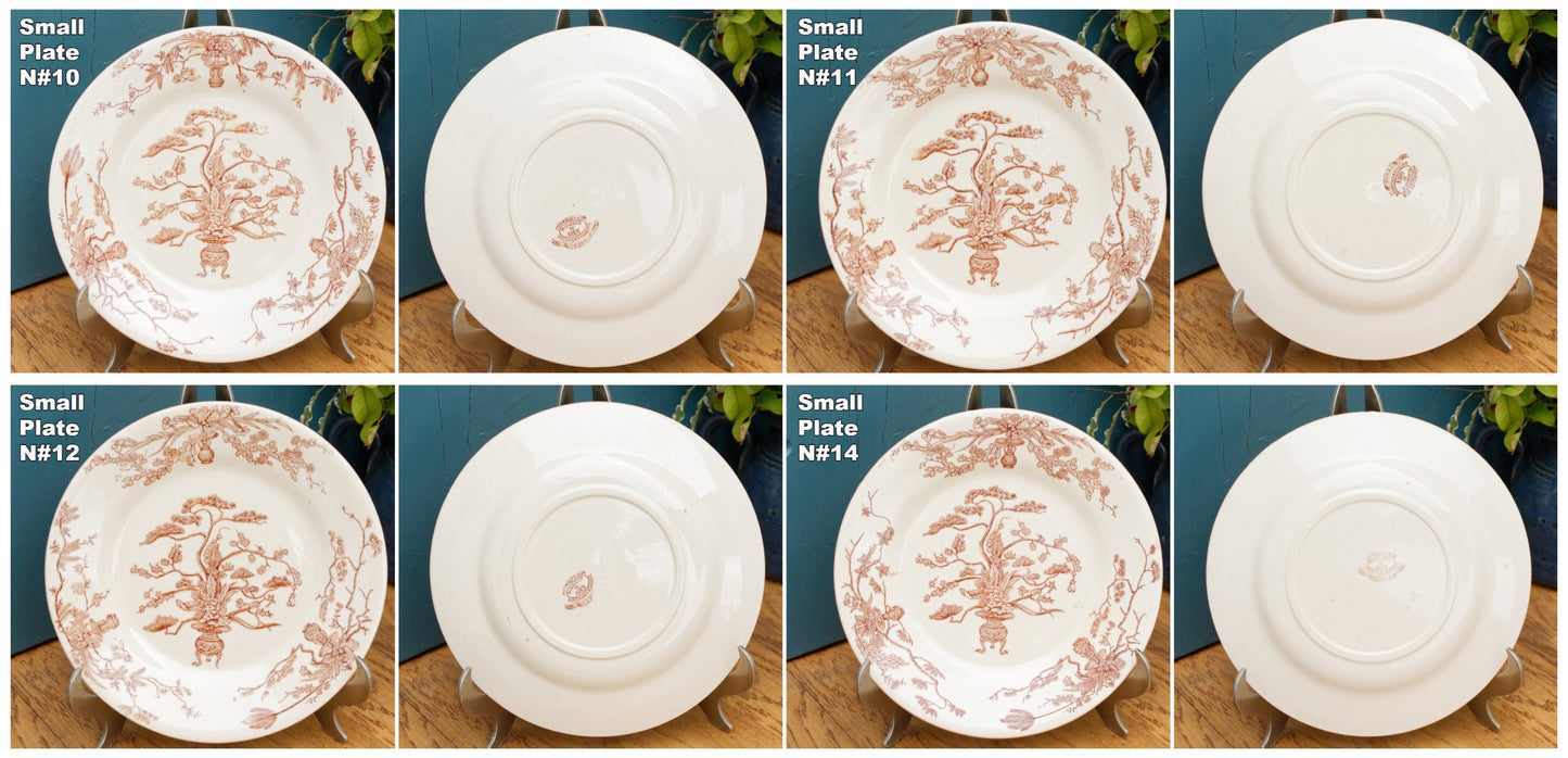 YEDDO Medailles D'Or Faiencerie de GIEN Diplomes D'Honneur French Antique Ironstone Brown Transferware Plate Terre de Fer