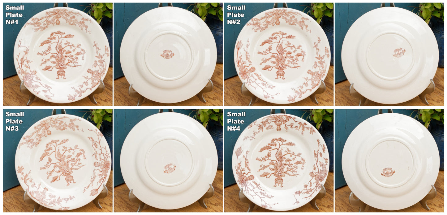YEDDO Medailles D'Or Faiencerie de GIEN Diplomes D'Honneur French Antique Ironstone Brown Transferware Plate Terre de Fer