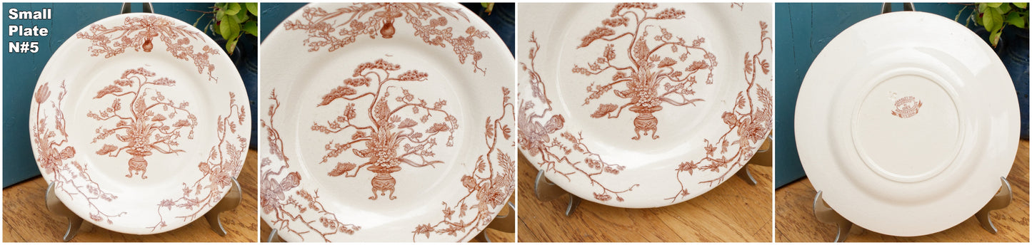 YEDDO Medailles D'Or Faiencerie de GIEN Diplomes D'Honneur French Antique Ironstone Brown Transferware Plate Terre de fer
