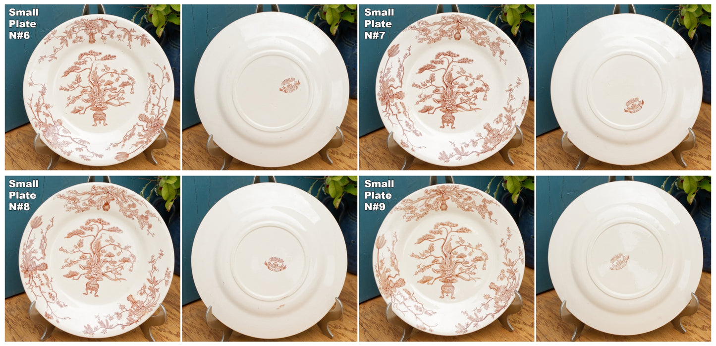 YEDDO Medailles D'Or Faiencerie de GIEN Diplomes D'Honneur French Antique Ironstone Brown Transferware Plate Terre de Fer