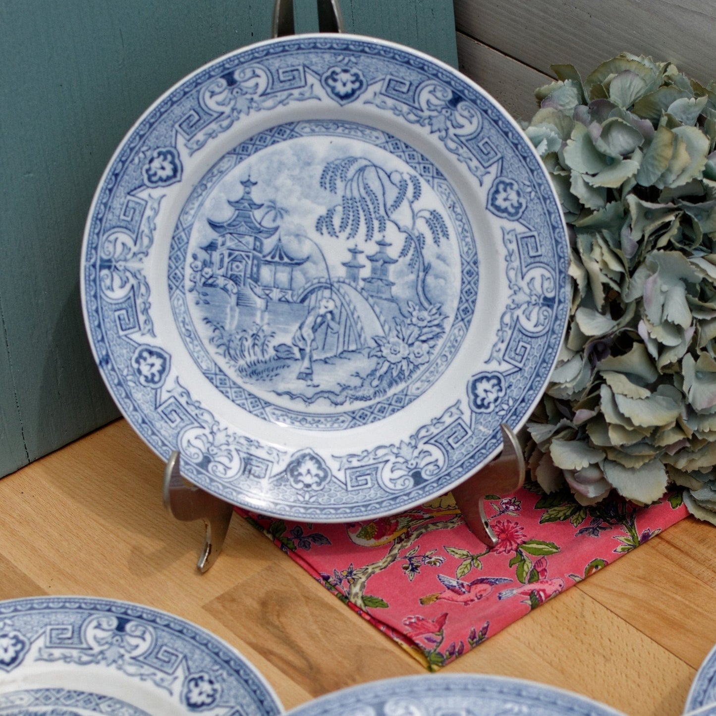 Années 1900 ~ « YEDDO » Sarreguemines U&C ~ Français Antique Ironstone Blue Transferware Small Plate ~ Terre de Fer d’inspiration asiatique