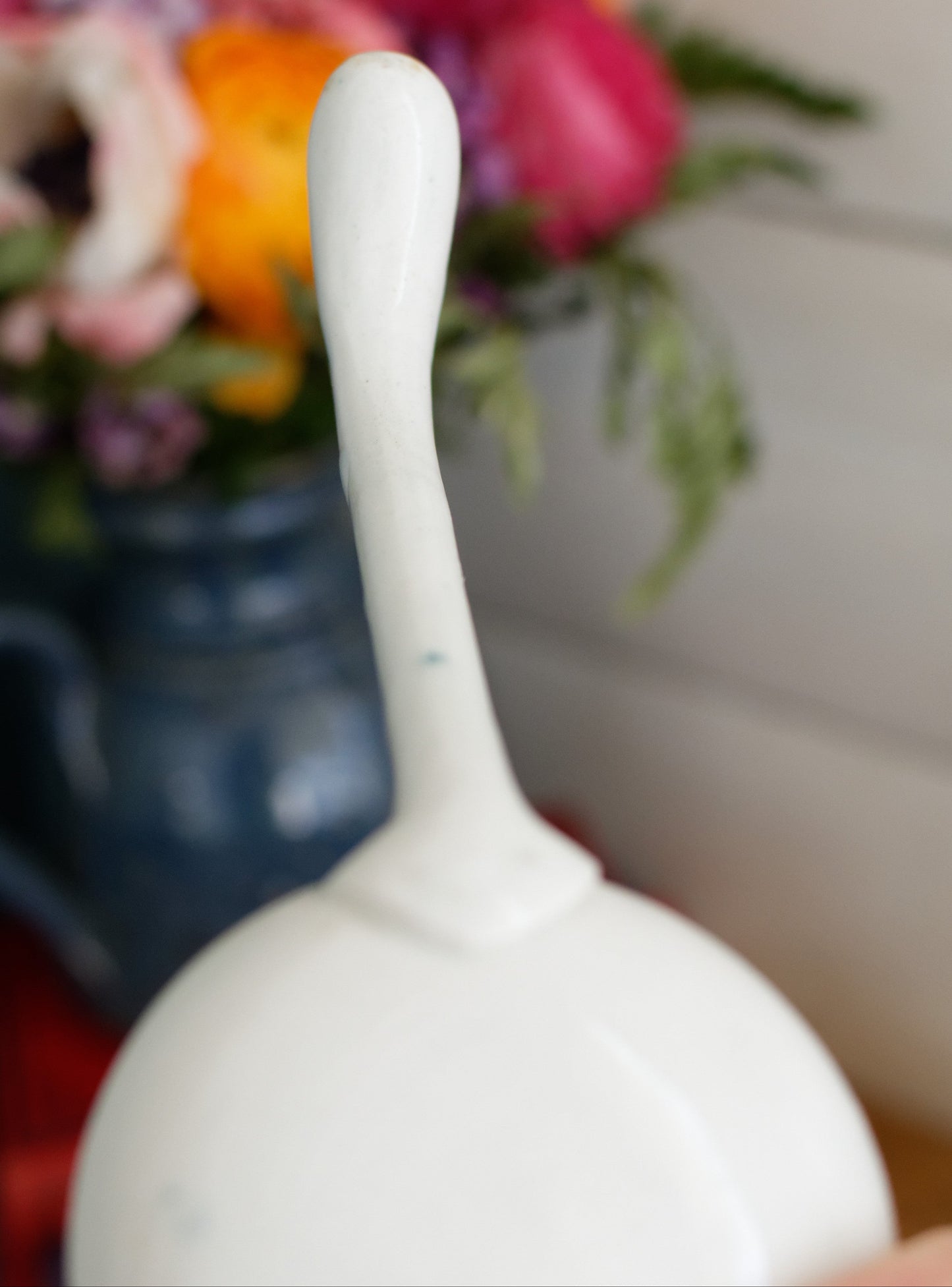 French Vintage Ironstone Small Serving Spoon Ladle Louche a Sauce Faience Terre de Fer