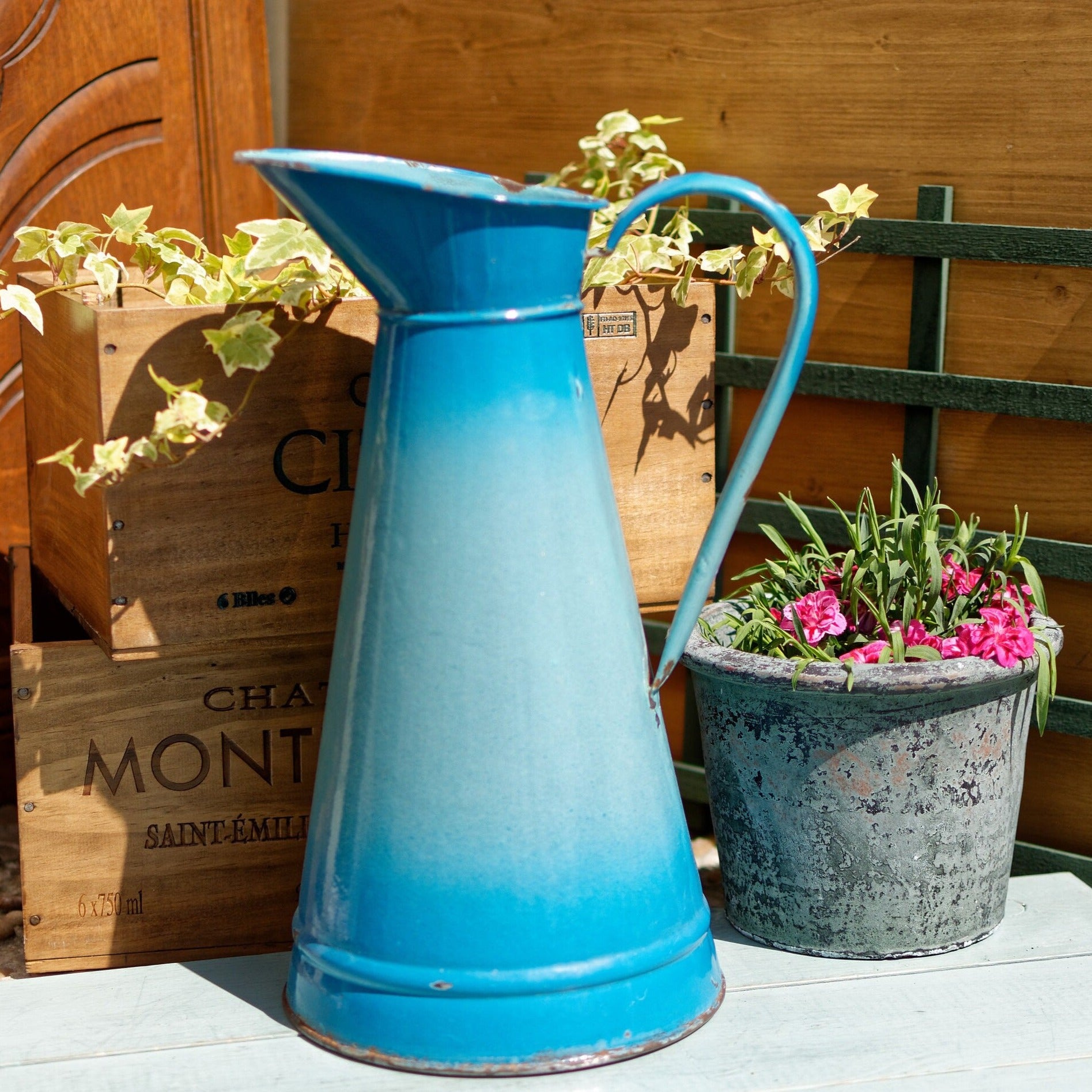 Vintage hotsell French enamelware pitcher