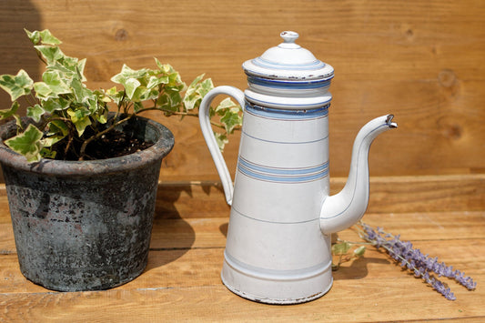 French Enamel Cafetiere Coffee Pot