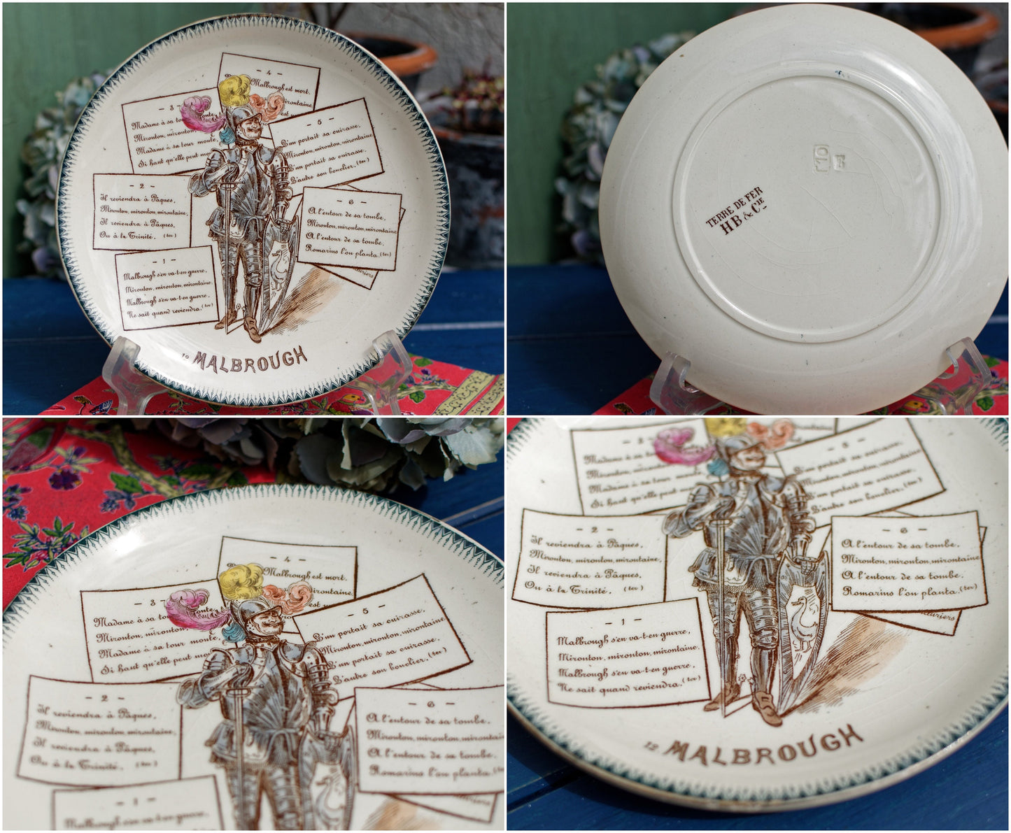 French Talking Plate Musical Plate Choisy-le-Roi terre de fer HB & cie terre de fer