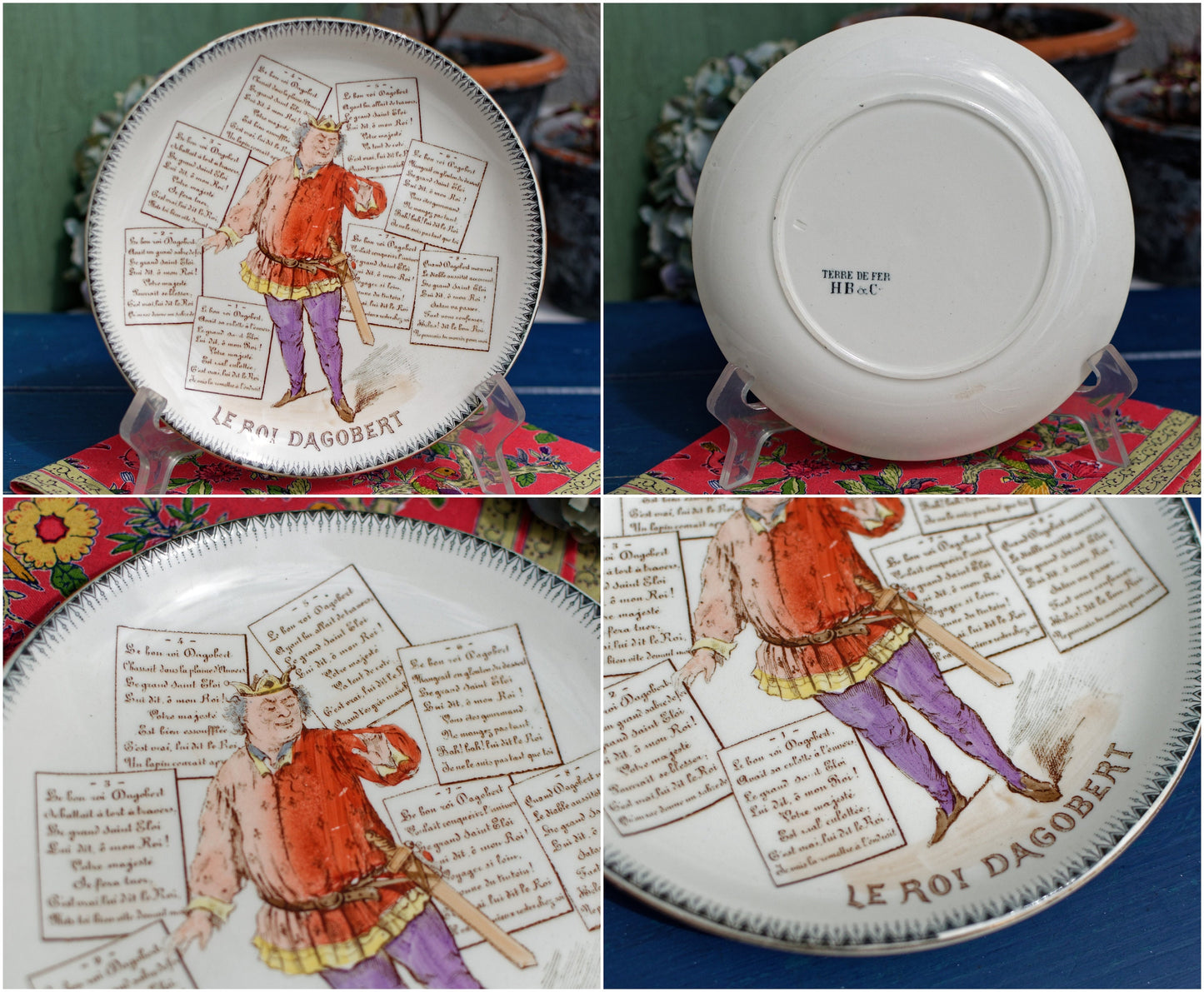 French Talking Plate Musical Plate Choisy-le-Roi terre de fer HB & cie terre de fer