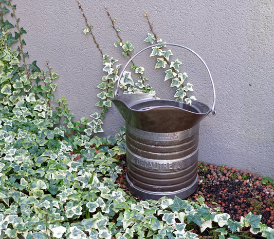 1920s ~ SEB Decalitre 10 Liters Liquid Measurer ~ French Antique Farmhouse Steel Measuring Bucket with Handle
