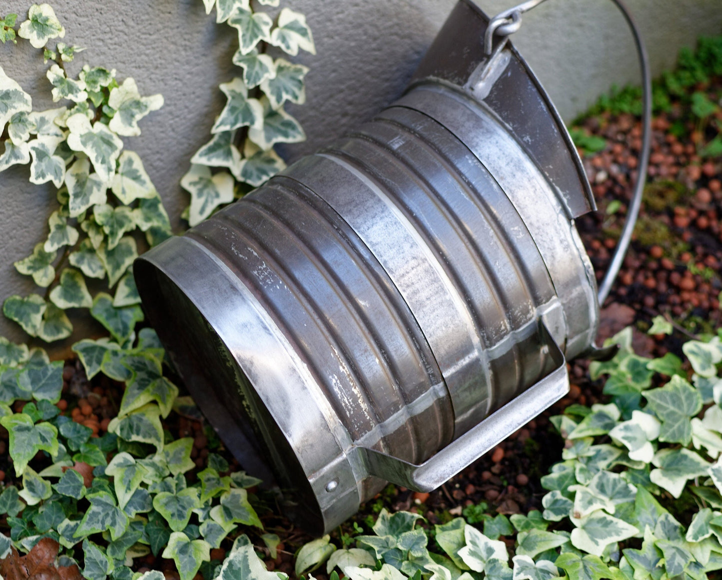 1920s ~ SEB Decalitre 10 Liters Liquid Measurer ~ French Antique Farmhouse Steel Measuring Bucket with Handle