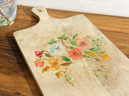 French Vintage Hand-Painted Wooden Decorative Hanging Cutting Board ~ Signed by Artist
