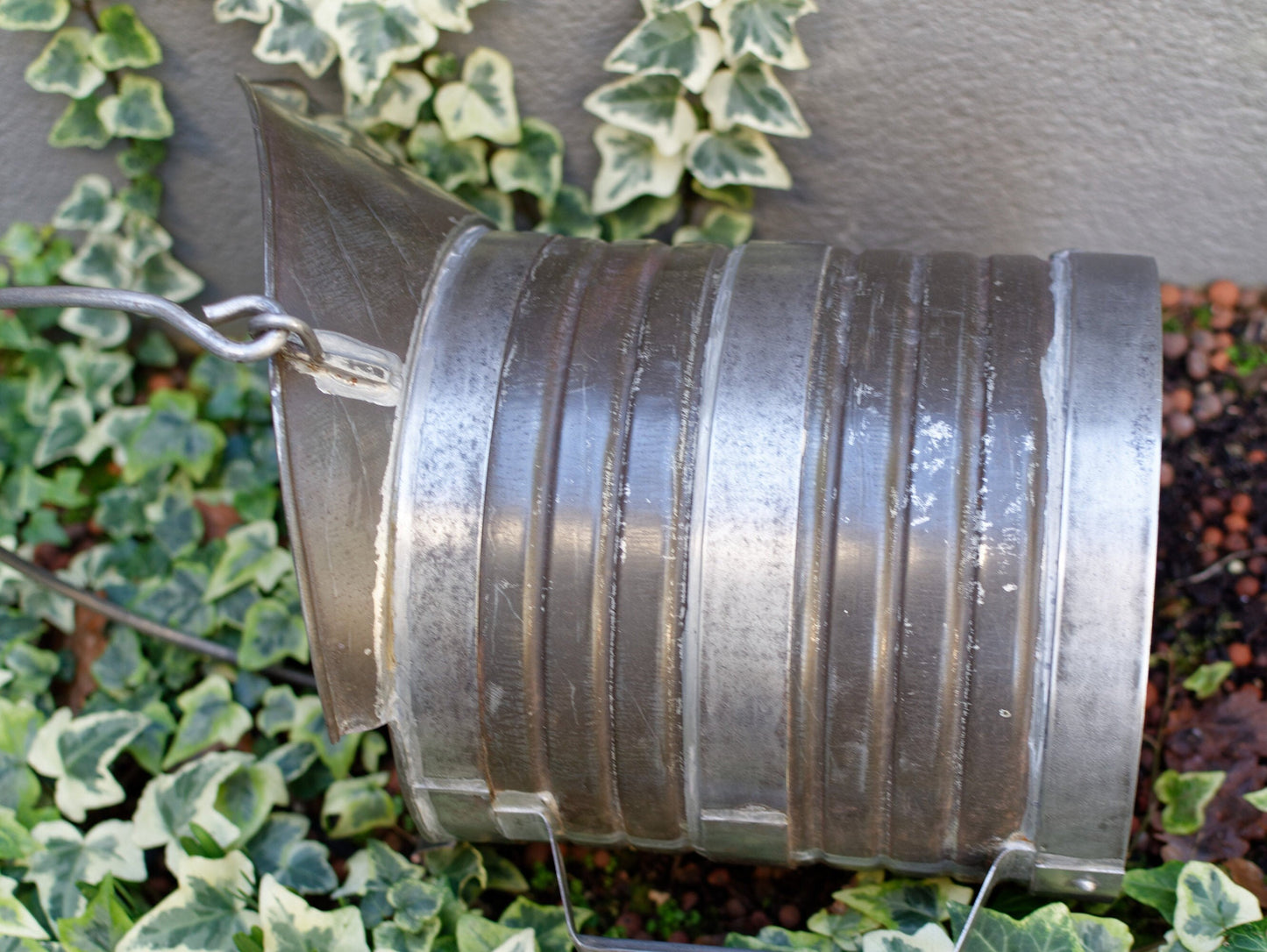 1920s ~ SEB Decalitre 10 Liters Liquid Measurer ~ French Antique Farmhouse Steel Measuring Bucket with Handle