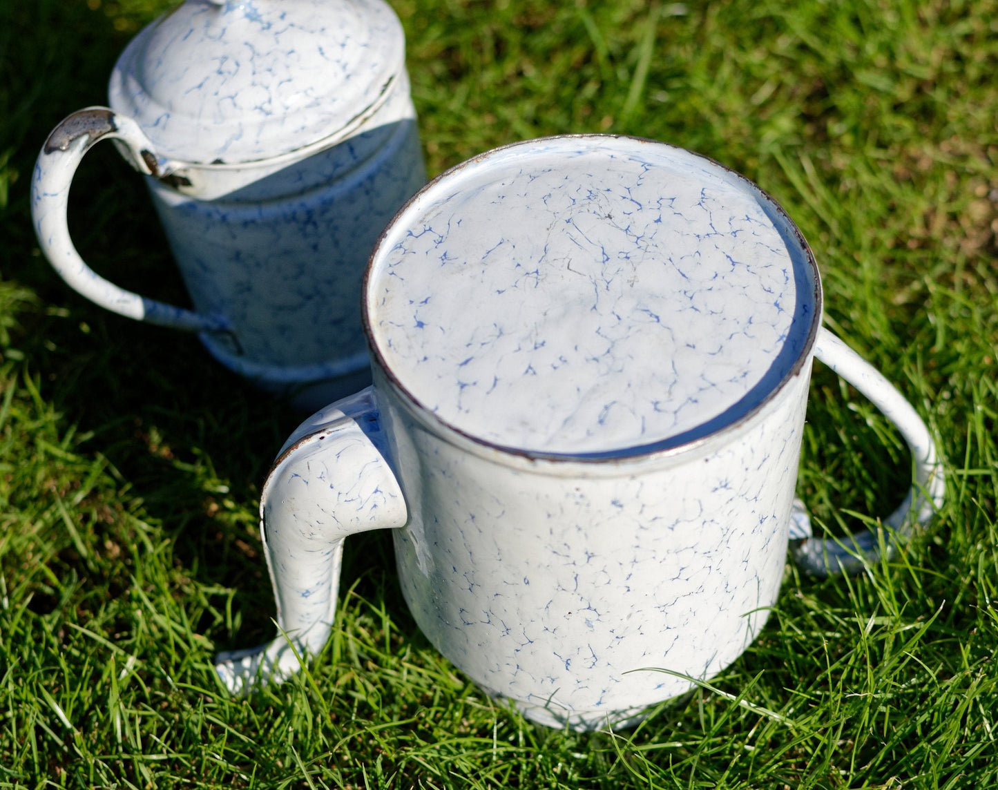 French Enamel Floral Cafetiere Coffee Pot
