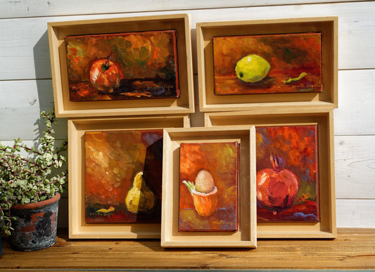 French Wall Hanging Artwork Abstract Oil Paintings Fruit & Vegetable Still Life signed by artist