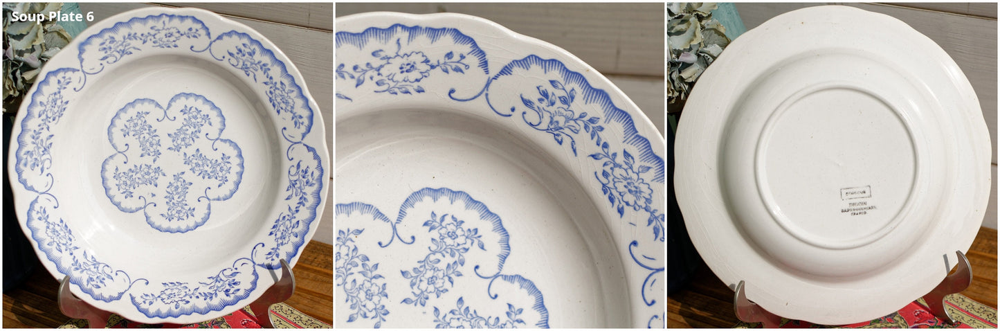French Ironstone Blue Transferware Plate CORDOUE DIGOIN Sarreguemines France Terre de Fer