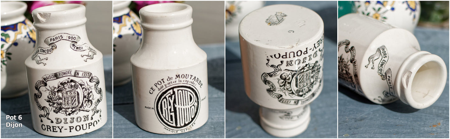 French Stoneware Mustard Pot Collective Jar Dijoin Grey Poupon Pot 1777 DIJON Digoin Sarreguemines France