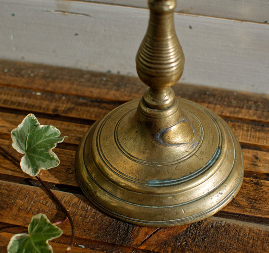 French Antique Handmade Bronze Brass Candle Holder