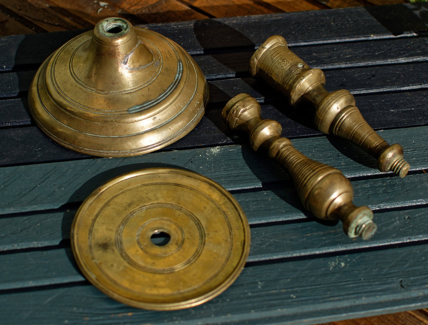 French Antique Handmade Bronze Brass Candle Holder