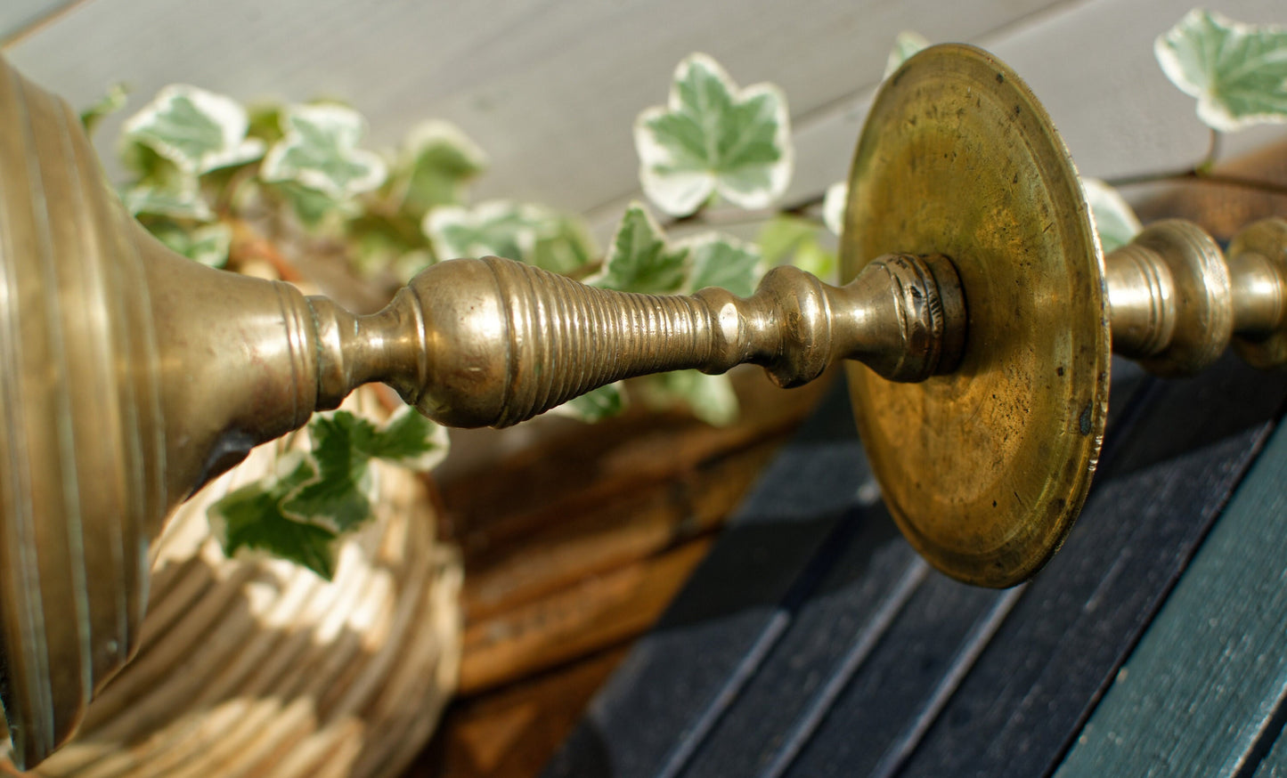 French Antique Handmade Bronze Brass Candle Holder