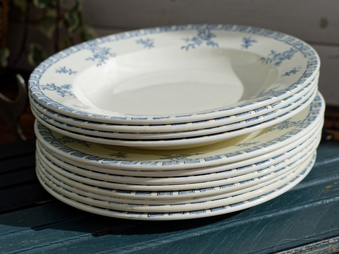 French Ironstone Blue Transferware Plate Athenes Terre de Fer LG Léon Graves Clairefontaine