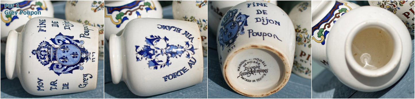 French Stoneware Mustard Pot Collective Jar Dijoin Grey Poupon Pot 1777 DIJON Digoin Sarreguemines France