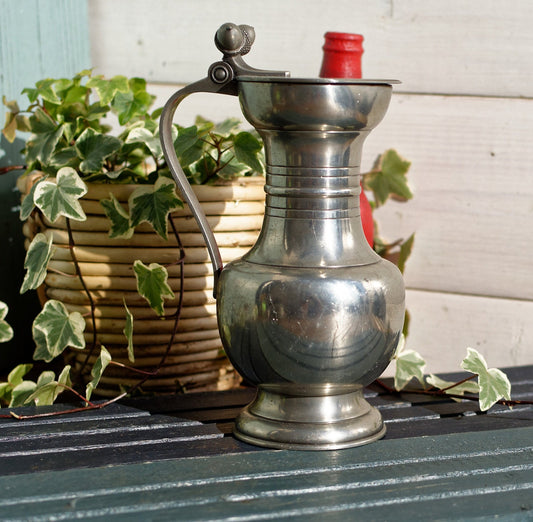 French Pewter Etain Collectible Pitcher ROSE DESIGN International Acorn Lever