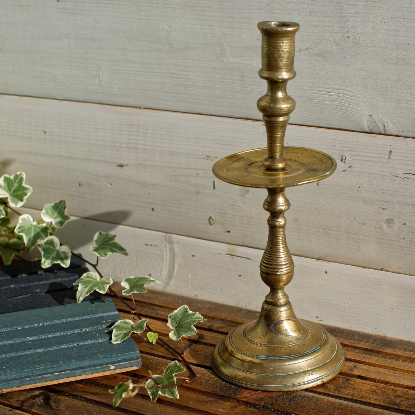 French Antique Handmade Bronze Brass Candle Holder