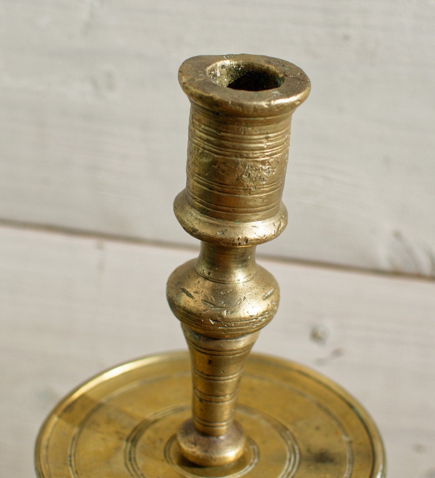 French Antique Handmade Bronze Brass Candle Holder