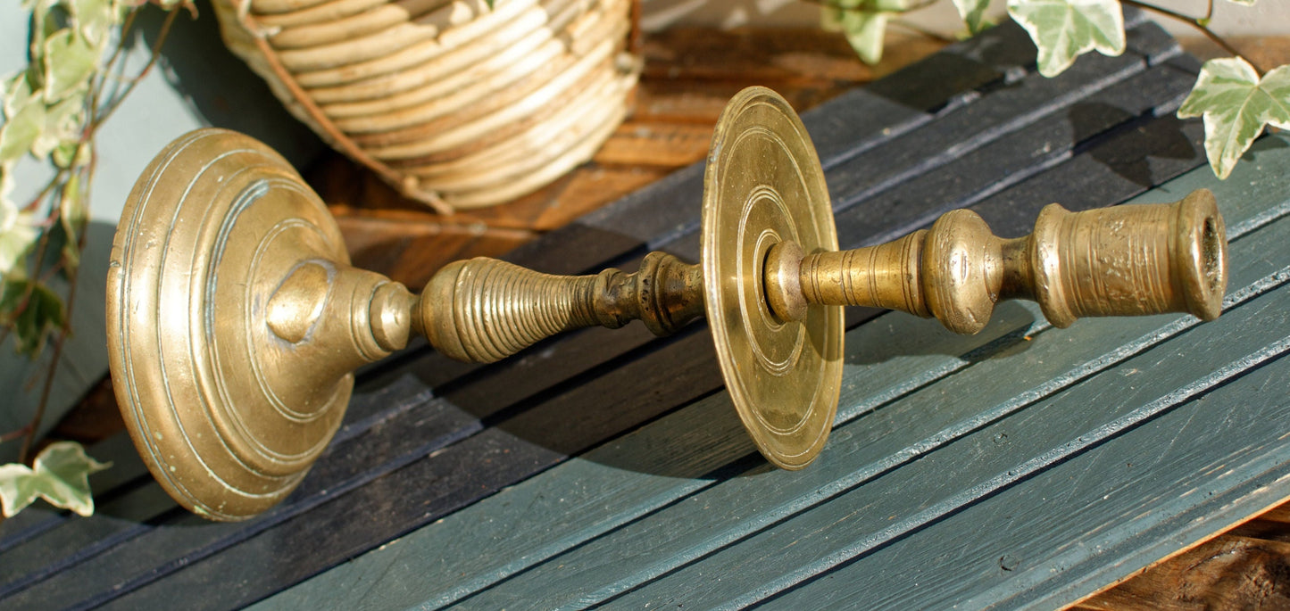 French Antique Handmade Bronze Brass Candle Holder