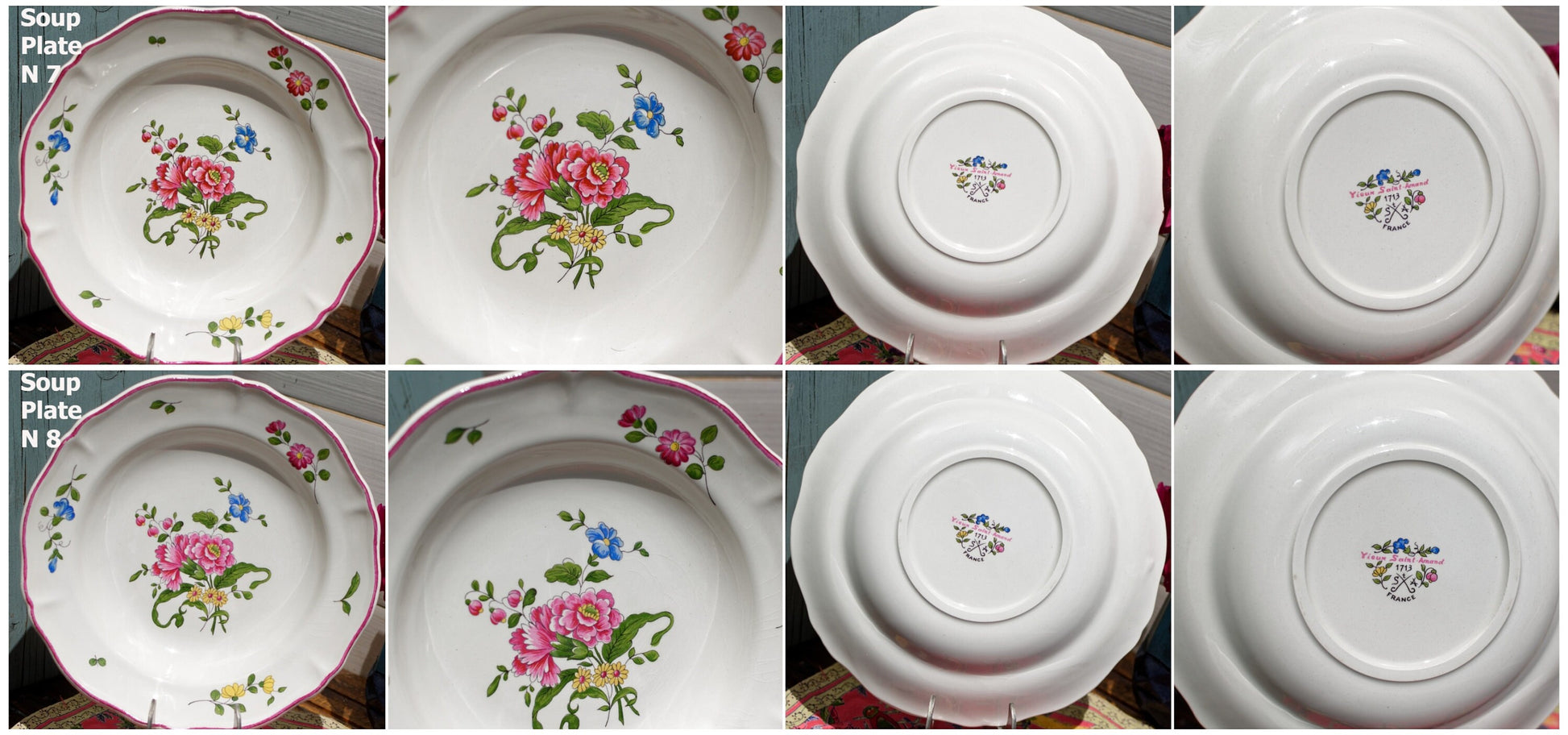 French Ironstone Soup Plate Vieux Saint AMAND 1713 FRANCE Terre de Fer