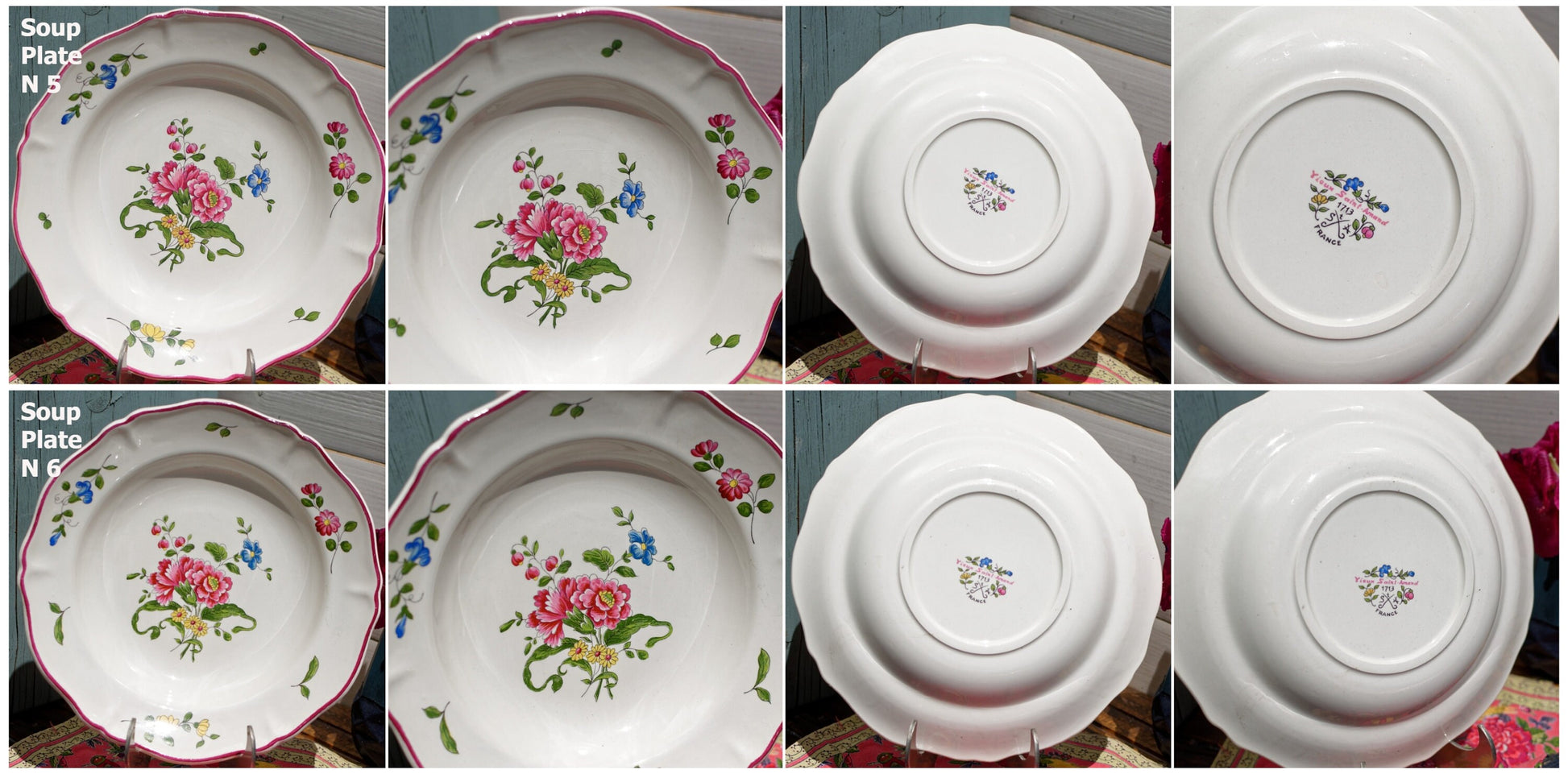 French Ironstone Soup Plate Vieux Saint AMAND 1713 FRANCE Terre de Fer