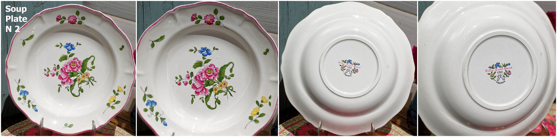 French Ironstone Soup Plate Vieux Saint AMAND 1713 FRANCE Terre de Fer