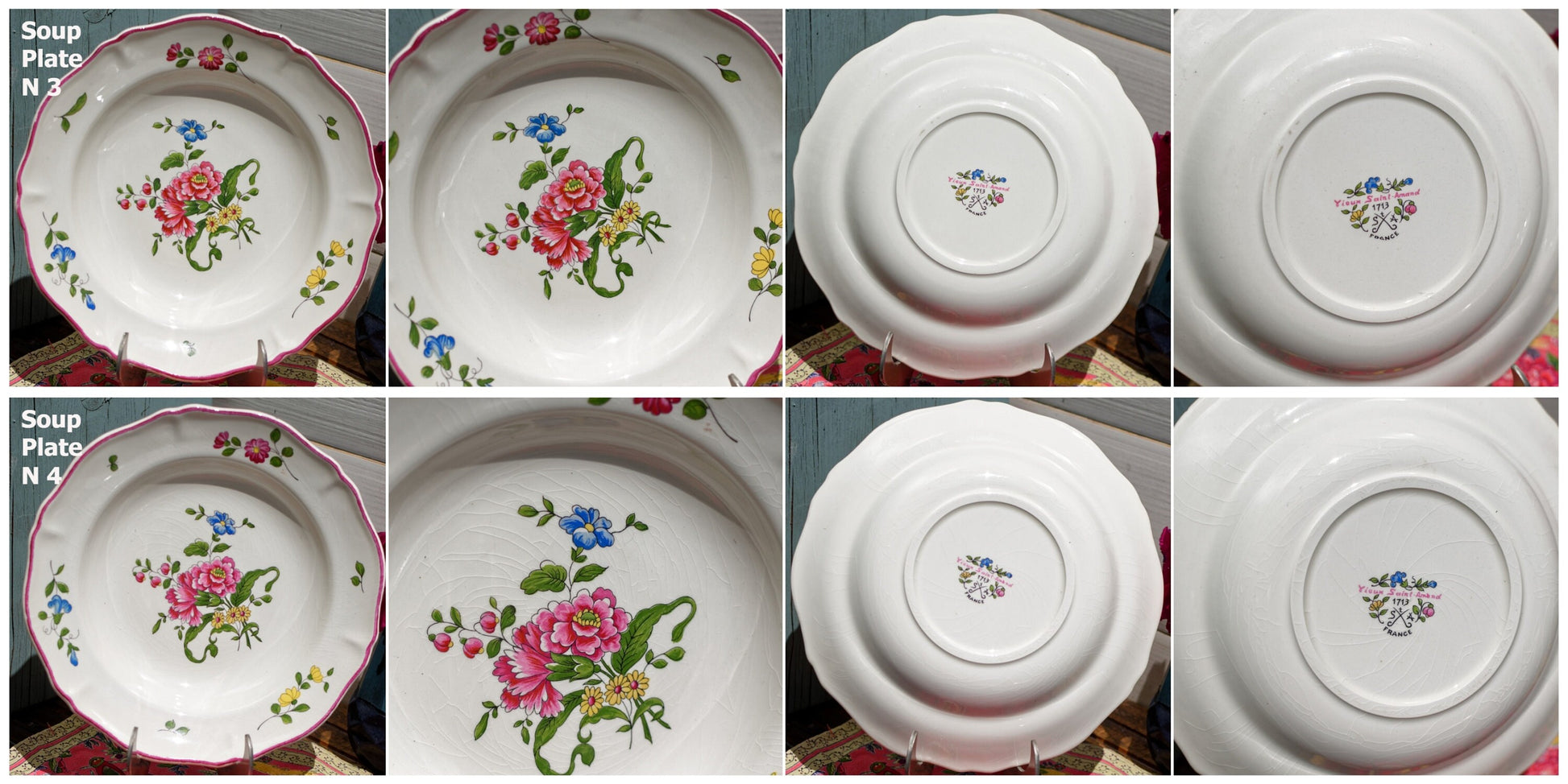 French Ironstone Soup Plate Vieux Saint AMAND 1713 FRANCE Terre de Fer