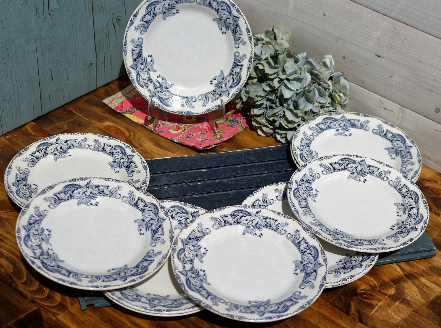 French Ironstone Small Plate Service Ceylan Creil et Montereau Labrador depose terre de fer