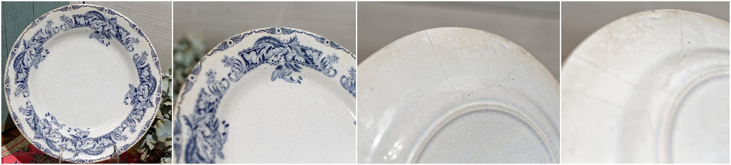 French Ironstone Small Plate Service Ceylan Creil et Montereau Labrador depose terre de fer