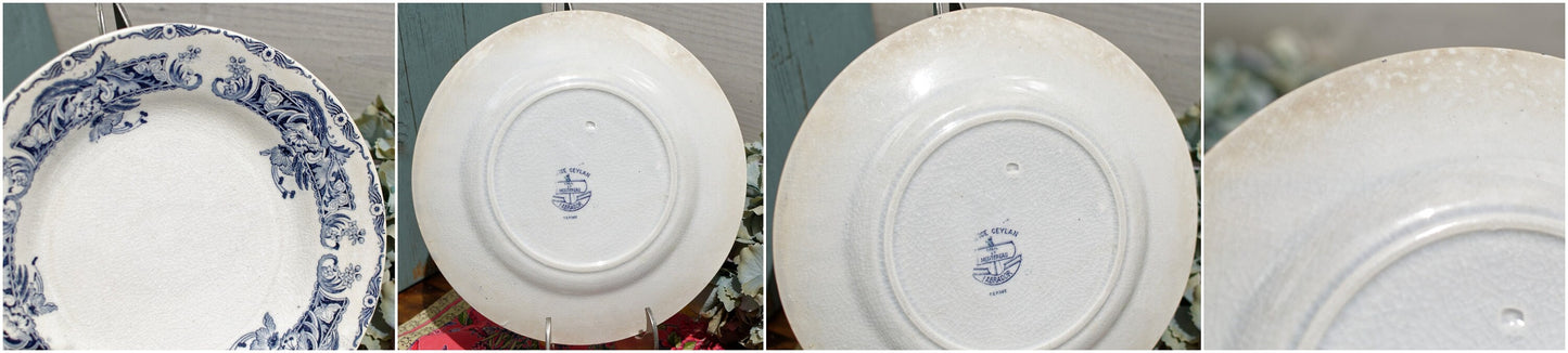 French Ironstone Small Plate Service Ceylan Creil et Montereau Labrador depose terre de fer