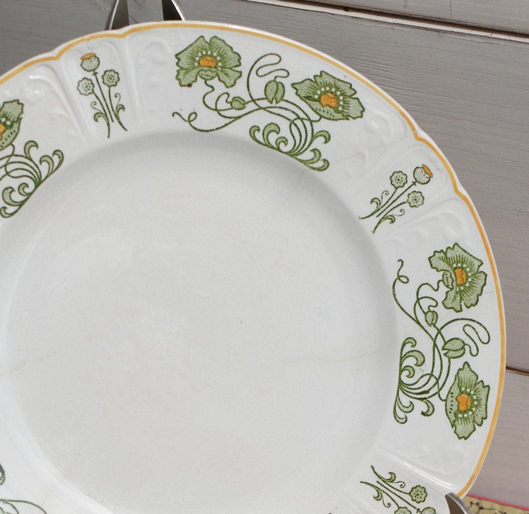 1900s ~ "DECOR 1900" Sarreguemines U&C ~ French Vintage Antique Transferware Plate ~ Terre de Fer