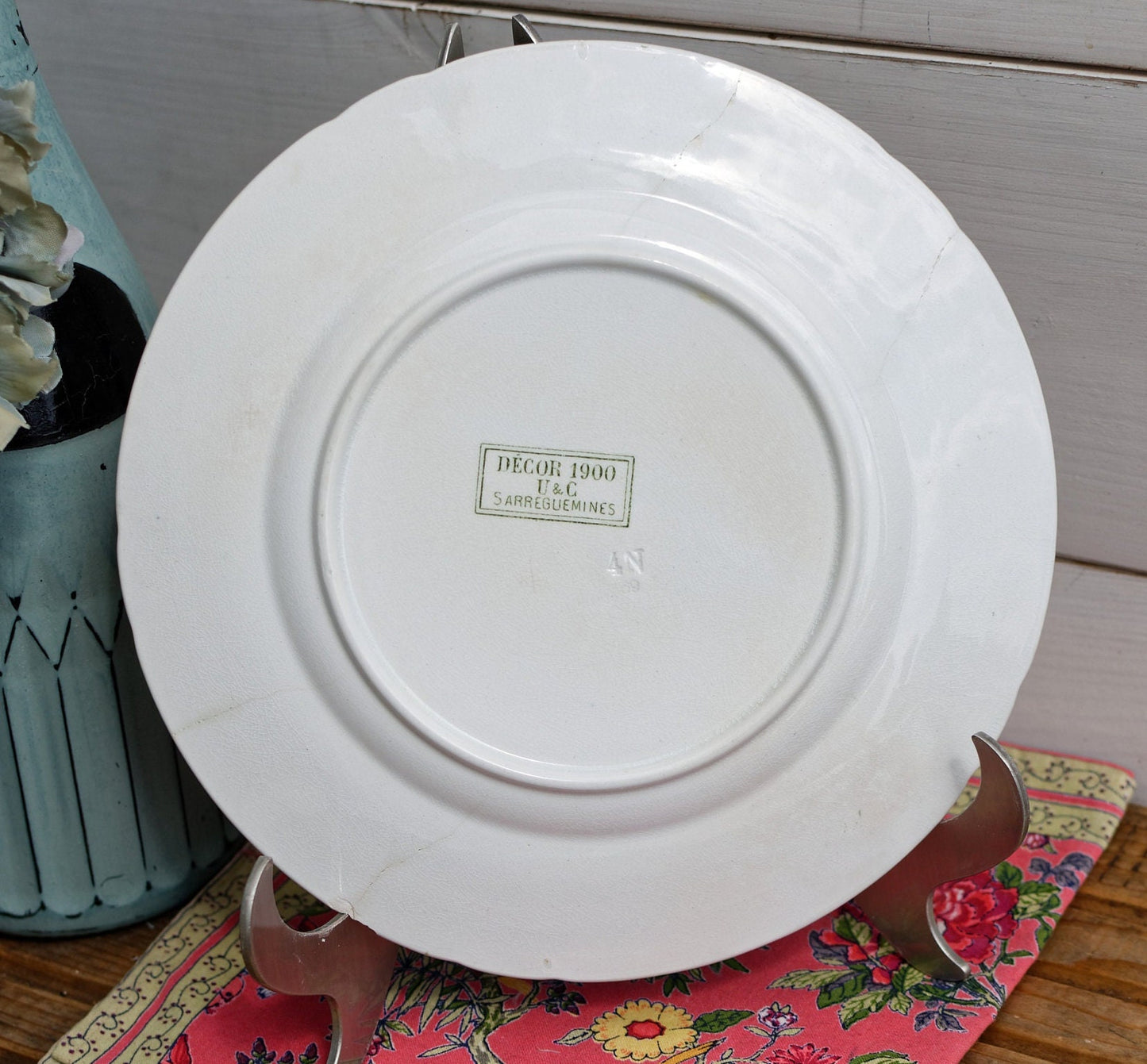 1900s ~ "DECOR 1900" Sarreguemines U&C ~ French Vintage Antique Transferware Plate ~ Terre de Fer