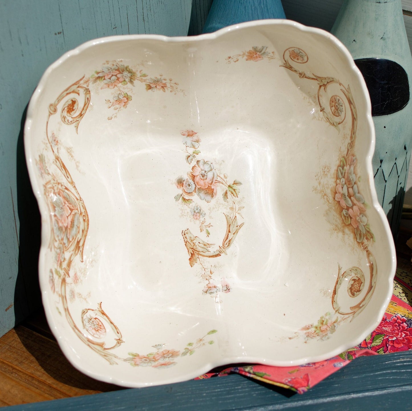English Ironstone China Serving Bowl Florentina Trade Mark England W.A.A. (William Alsager Adderley) & Co Daisy Bank Pottery in Longton Stoke on Trent