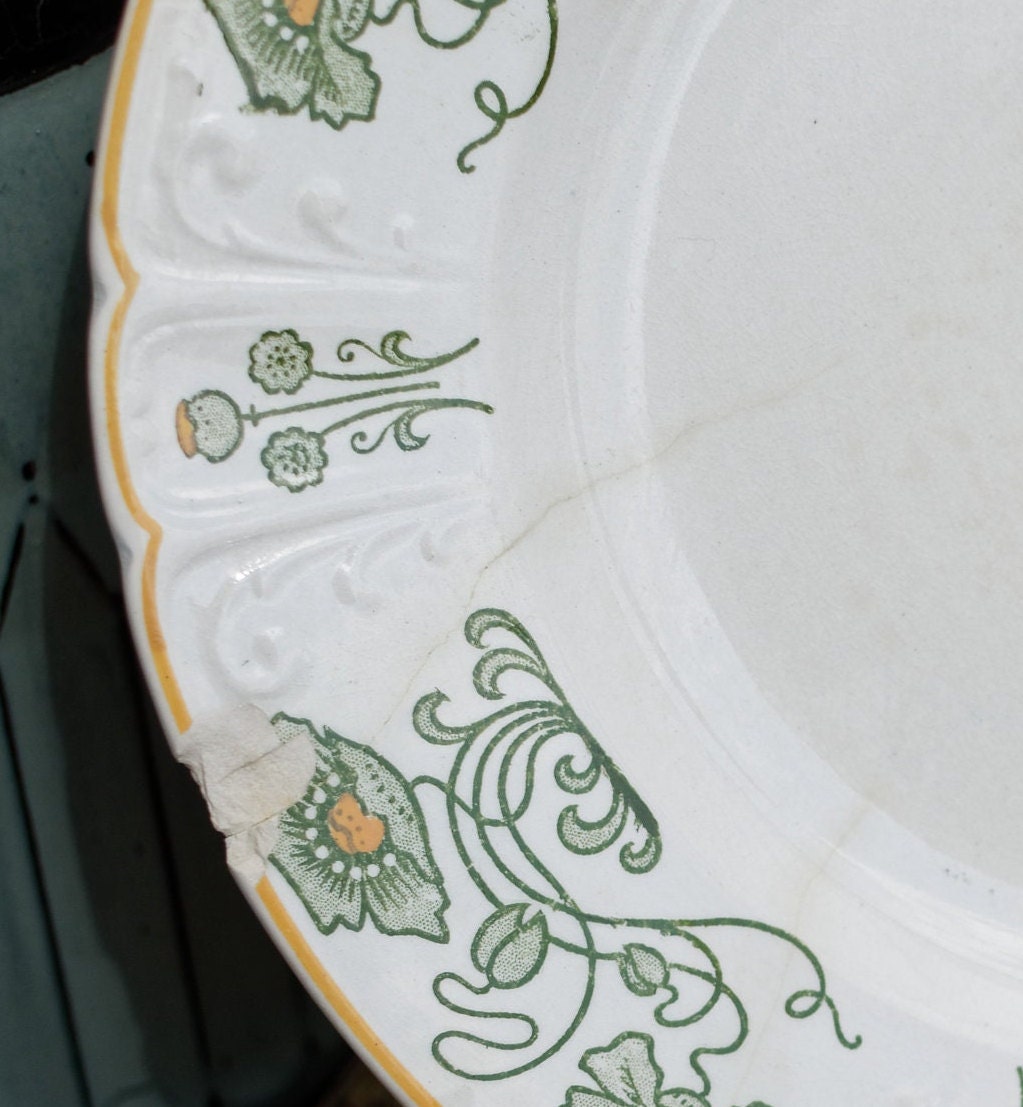 1900s ~ "DECOR 1900" Sarreguemines U&C ~ French Vintage Antique Transferware Plate ~ Terre de Fer