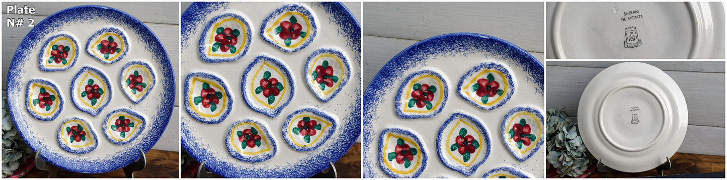 1960's ~ French Royan/MBFA PORNIC Vintage Oyster "Huître" Shellfish Plate ~ Ceramic Majolica