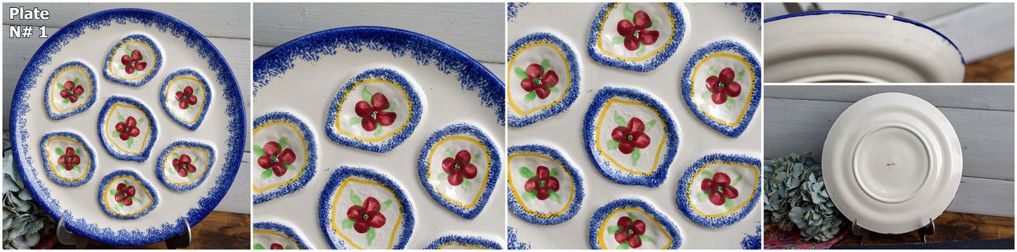 1960's ~ French Royan/MBFA PORNIC Vintage Oyster "Huître" Shellfish Plate ~ Ceramic Majolica