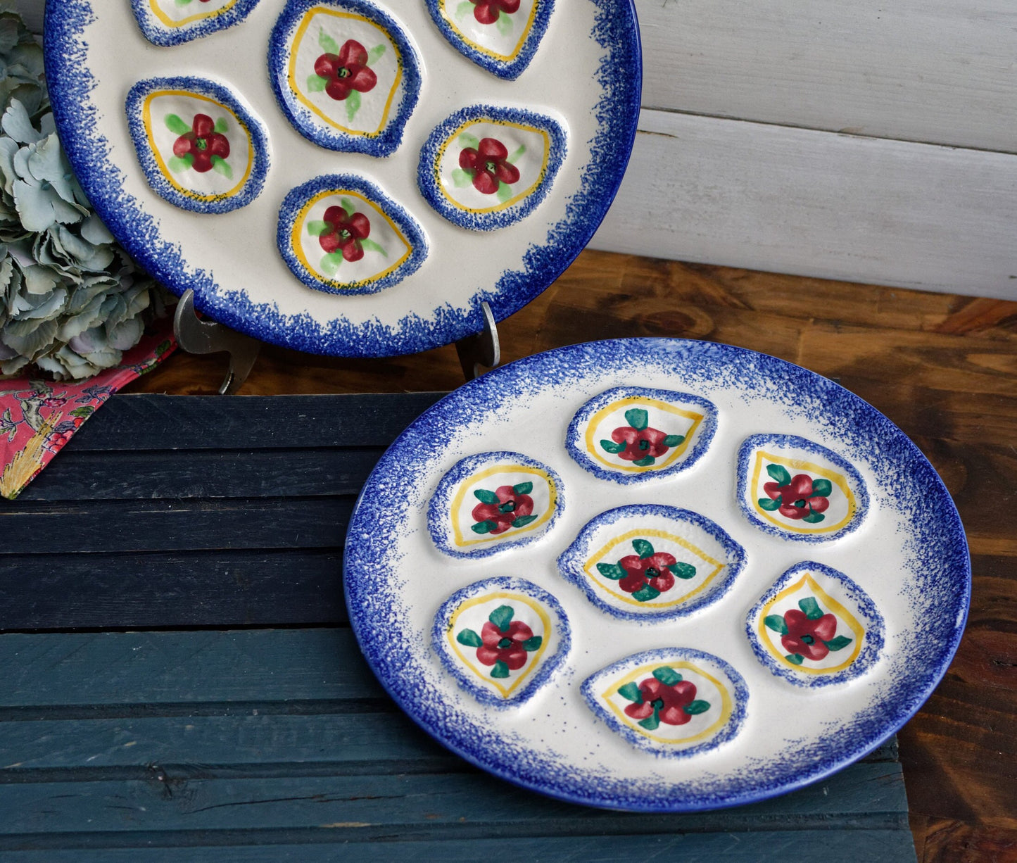 1960's ~ French Royan/MBFA PORNIC Vintage Oyster "Huître" Shellfish Plate ~ Ceramic Majolica