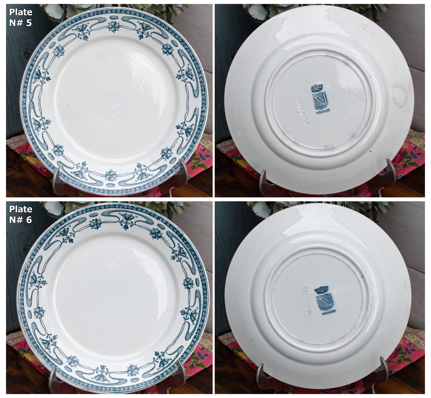 French Ironstone Blue transferware Plate MOGADOR St Amand Ste des Grands Établissements Céramiques Terre de Fer