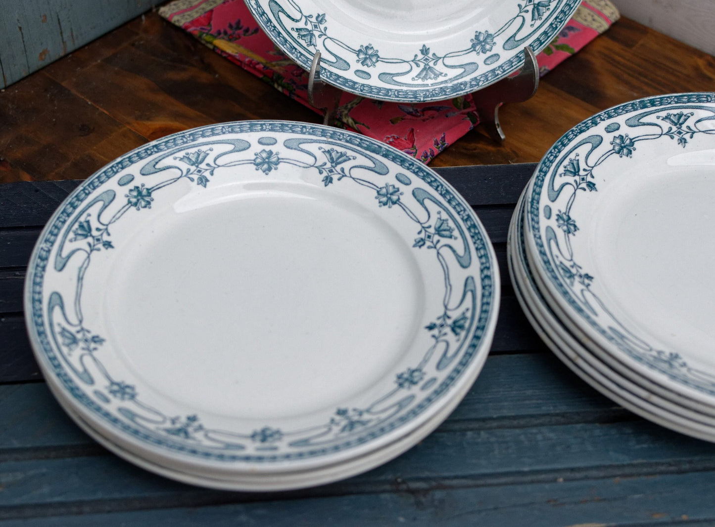 French Ironstone Blue transferware Plate MOGADOR St Amand Ste des Grands Établissements Céramiques Terre de Fer