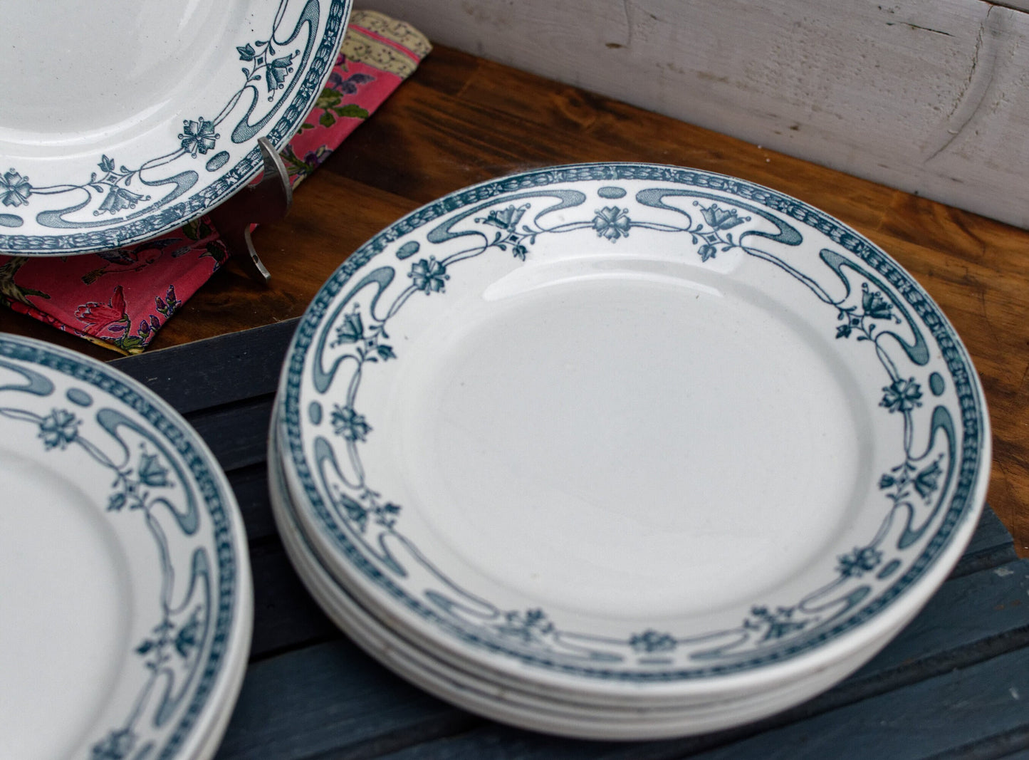 French Ironstone Blue transferware Plate MOGADOR St Amand Ste des Grands Établissements Céramiques Terre de Fer