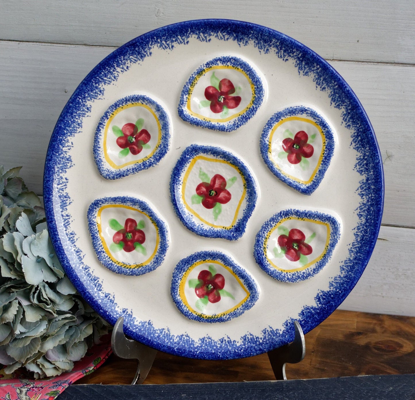 1960's ~ French Royan/MBFA PORNIC Vintage Oyster "Huître" Shellfish Plate ~ Ceramic Majolica