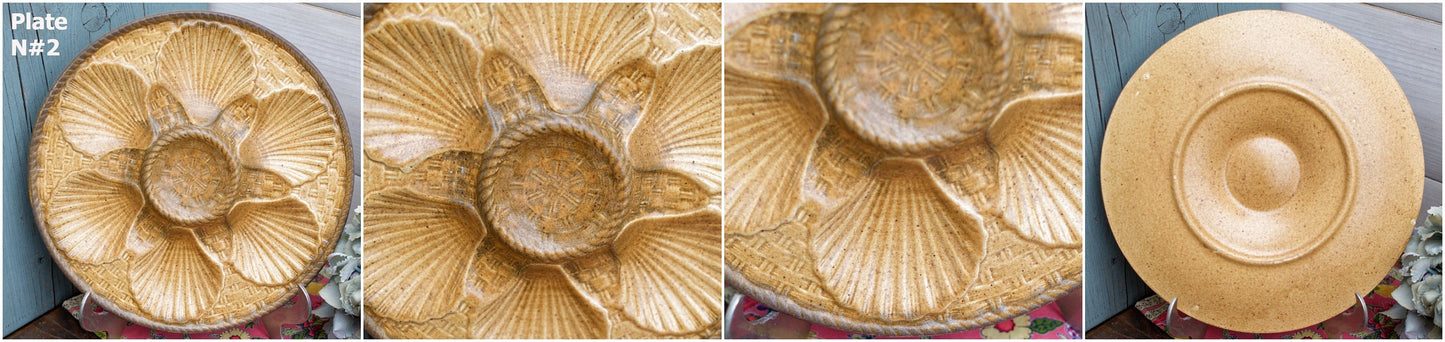 French Barbotine Majolica Oyster Huître Plate CHANTILLY FRANCE Peint a la main Decor inalterable
