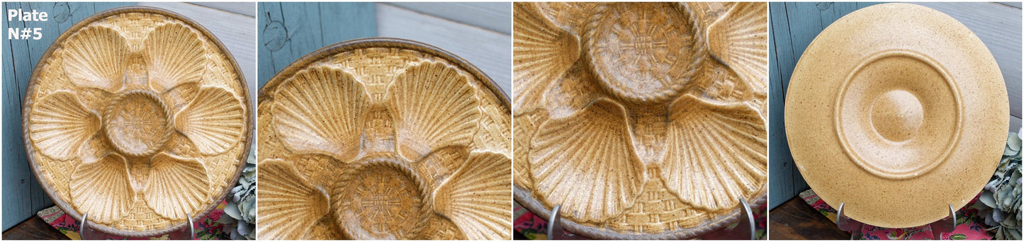French Barbotine Majolica Oyster Huître Plate CHANTILLY FRANCE Peint a la main Decor inalterable